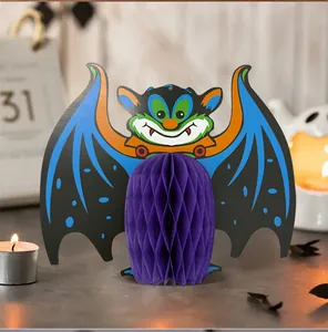 Décoration de chauve-souris en papier alvéolé pour une table de fête d'Halloween