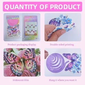 Butterfly and flower themed party hanging swirl decorations set.