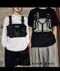 Bolsos tácticos funcionales estilo hip hop con múltiples bolsillos para hombre y mujer