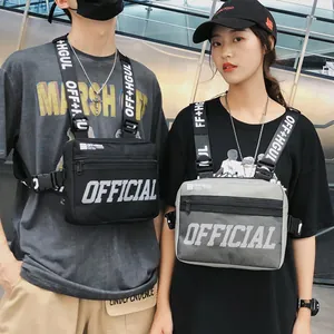 Unisex hip-hop tactical vest chest bag with adjustable functional straps for streetwear