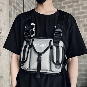 Bolso de Pecho Táctico Techwear Unisex Reflectante Hip Hop Streetwear Rig Oxford Mochila de Chaleco Funcional Multi Bolsillo