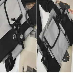 Close-up of tactical techwear chest bag showing durable fabric and D-ring details