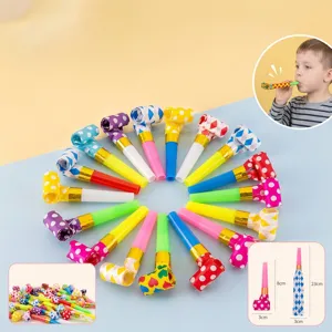 Kleurrijke Verjaardag Feesttoeter Fluitje Grappige Creatieve Lawaaimaker Voor Kinderen Verjaardagsviering Aanmoedigen Props Plastic Papier Toeter