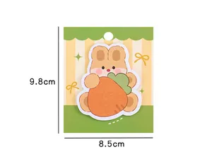 Detailed dimensions of cute bunny and carrot shaped self-adhesive sticky notes, 9.8x8.5cm