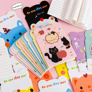 Kawaii animal-shaped mini notebooks with cute cat and fruit illustrations for students