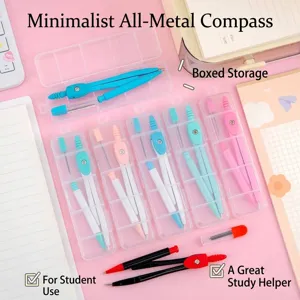 Minimalistisches Zirkelset aus Metall mit Aufbewahrungsbox für Schülergeometrie und Zeichnen