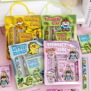Cartoon Kinder Schreibwaren Geschenkbox Schulbedarf Mit Notizbuch Bleistift Lineal Radiergummi Anspitzer Für Kinder Studenten