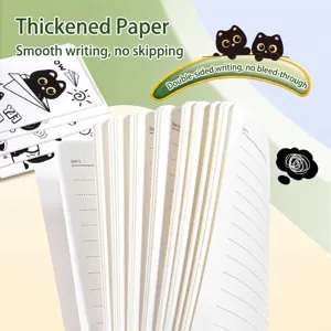 Quaderno A5 copertina morbida con simpatico gatto nero e pagine a righe spesse per scuola