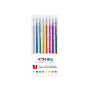 Set of 8 colorful glitter gel pens with 1.0mm tips for shimmering art and DIY projects.