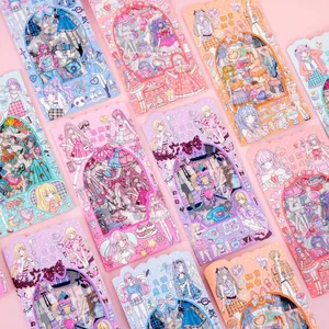 Collection of colorful anime girl sticker packs for journaling and Guka creative decoration