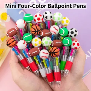Sports Ball Top Multicolor Retractable Ballpoint Pen Student Stationery Office Writing Tool Creative Gift For Kids