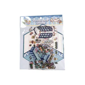 Kreativer 3D-Aufkleberbogen mit Blumenladen-Häuschen-Szene für DIY-Scrapbooking