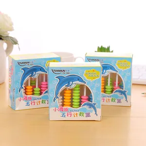 Ábaco contador de cinco filas con tema de delfín para aprendizaje escolar