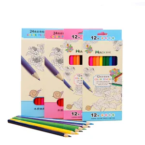 Set of 12 and 24 vibrant colored pencils for kids drawing and school art projects