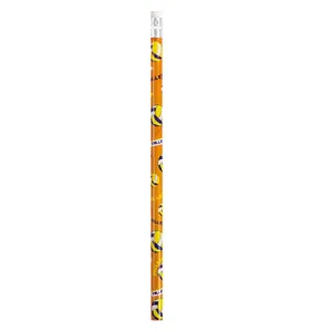 Orange HB pencil for kids featuring colorful volleyball patterns and a white eraser top