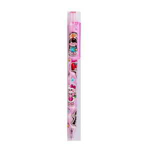 Cute pink retractable gel pen featuring anime cartoon characters for school students gift