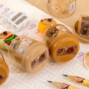Cute cartoon Capybara double-hole manual pencil sharpener for school students and kids