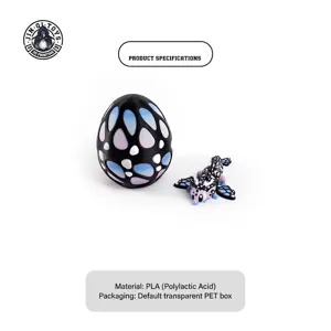 3D printed fantasy dragon egg with a colorful articulated dragon for Easter gifts
