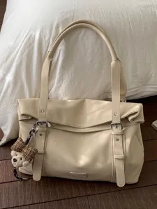 Damen Große Kapazität Tote Bag Hochwertiges PU Leder Retro Urban Minimalistisch Schultertasche Für Pendeln Reisen Büro Handtasche