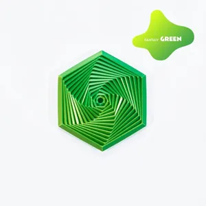 Detailed view of the vibrant green 3D printed fractal fidget hexagon decompression toy