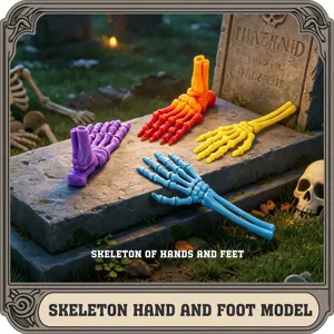 Ornements d'Os de Main et de Pied de Squelette Lumineux Imprimés en 3D Décoration d'Halloween Jouet Articulé Horreur Gothique Plastique
