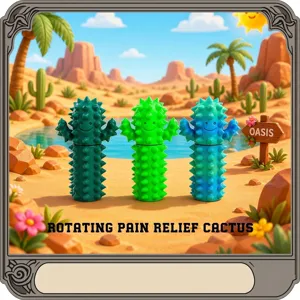 3D Printed Rotating Cactus Finger Massage Stick Decompression Toy Desktop Ornament Stress Relief Acupoint Massage Gift