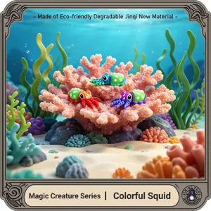 Juguete de Calamar Articulado Impreso en 3D Junta Flexible PLA Multicolor Modelo de Animal Marino Alivio del Estrés Decoración de Escritorio