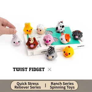 3D Printed Animal Fidget Twist Toy Stress Relief Farm Animal Chick Pig Cow Shape 3D Print Animal Model Educational Puzzle Toy For Kids Adults Gift