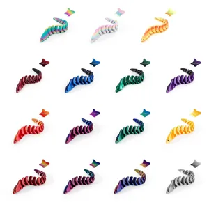 Colección de juguetes de anguila articulados impresos en 3D en dieciséis colores vibrantes