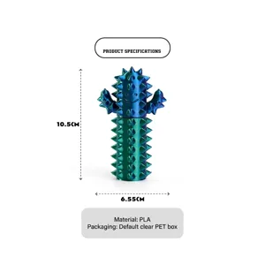 3D printed cactus acupressure massage roller stick with size dimensions on white background