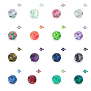 Multiple 3D printed colorful gear balls shown in a 4x4 grid for puzzle and stress relief