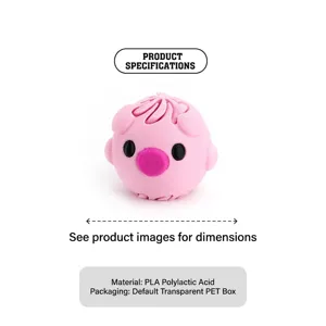 Pink 3D printed pig stress relief toy with spiral fidget design on white background