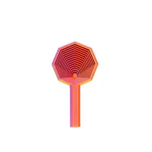 3D printed fractal fidget lollipop toy with orange-pink gradient hexagonal design