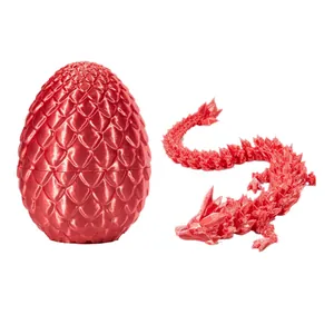 Rotes 3D-gedrucktes Drachen-Set mit beweglichem Drachen und Drachenei für kreative Deko