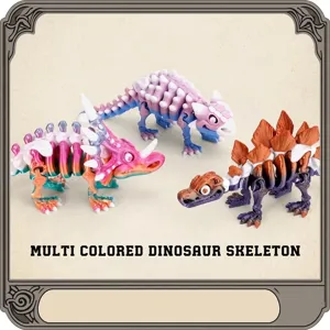 Juguete de Esqueleto de Dinosaurio Articulado Impreso en 3D PLA Color Degradado Fidget Toy Esqueleto de Velociraptor Adorno de Escritorio Regalo