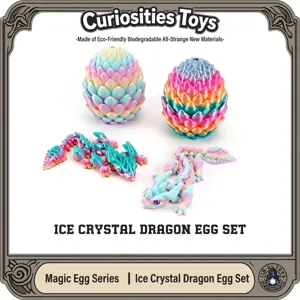 3D Printed Dragon Egg Set With Articulated Crystal Dragon PLA Articulated Dragon Ornament Easter Gift Home Office Decor