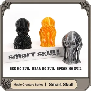 3D Printed Smart Skull Set Three Wise Skulls See No Evil Hear No Evil Speak No Evil Skeleton Statue Halloween Decor Gothic Gift