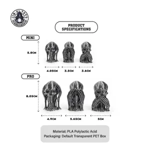 3D printed skull set 'Hear See Speak No Evil' with detailed size specifications