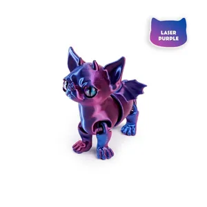 Figura de chihuahua diablo impresa en 3D con un degradado metálico púrpura láser único