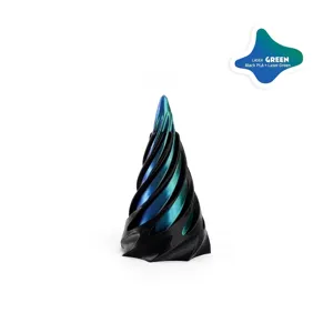 Detailansicht eines 3D-gedruckten Spiral-Fidget-Spielzeugs mit grün-schwarzen Texturen