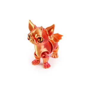 Figura de chihuahua demonio impresa en 3D única en color rojo láser metalizado degradado