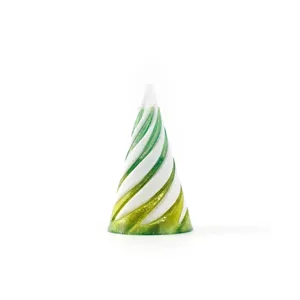 Green and white spiral 3D printed cone fidget toy for fast stress relief and focus