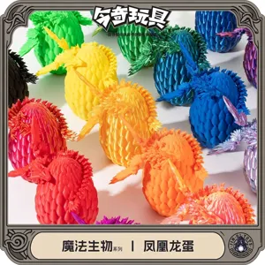 Conjunto de adornos de huevos de dragón fénix impresos en 3D con escamas y alas coloridas