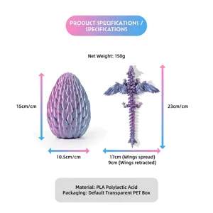 Conjunto de huevo de dragón y dragón flexible impreso en 3D con dimensiones