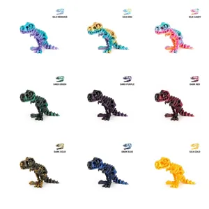 3D εκτυπωμένες φιγούρες σκελετού T-Rex σε εννέα ζωντανές διαβαθμίσεις χρωμάτων