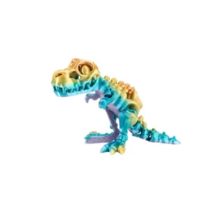 3D εκτυπωμένο αρθρωτό ειδώλιο σκελετού T-Rex σε ζωντανά χρώματα ουράνιου τόξου