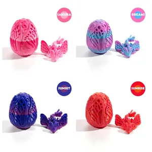 3D printed articulated butterfly dragon with egg toy figures set in 4 colorways