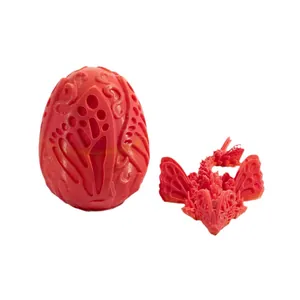 3D printed butterfly dragon and ornate dragon egg gift set in vibrant red plastic