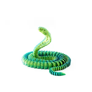 Figura de serpiente cobra impresa en 3D totalmente articulada en degradado verde