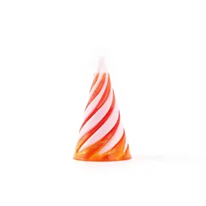 Unique 3D printed cone-shaped spiral fidget toy with orange and white swirl textures
